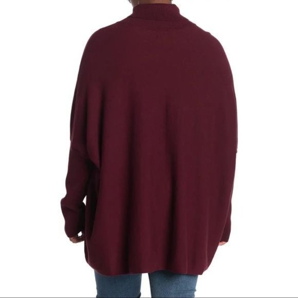 Joseph A Easy Boxy Fit Solid Print Turtleneck Ribbed Knit Poncho Tunic NWT - Picture 6 of 11